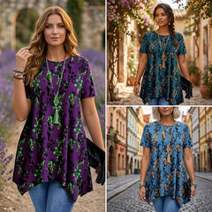 【S-5XL】Bluză lejeră cu imprimeu floral｜Bumbac respirabil, confortabilă și potrivită pentru orice siluetă