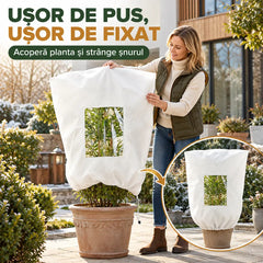 ❄️ Protecție Eficientă pentru Plante de Exterior – Material nețesut durabil, închidere reglabilă cu șnur și fermoar! 🏡🌱