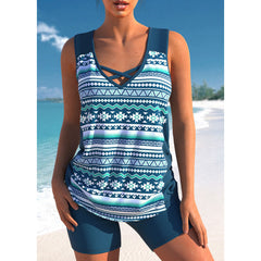 👙Costum de baie din două piese, cu imprimeu, uscare rapidă și design modern