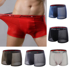 🔥【6 bucăți】❄️Slip boxer pentru bărbați din mătase de gheață cu plasă respirabilă
