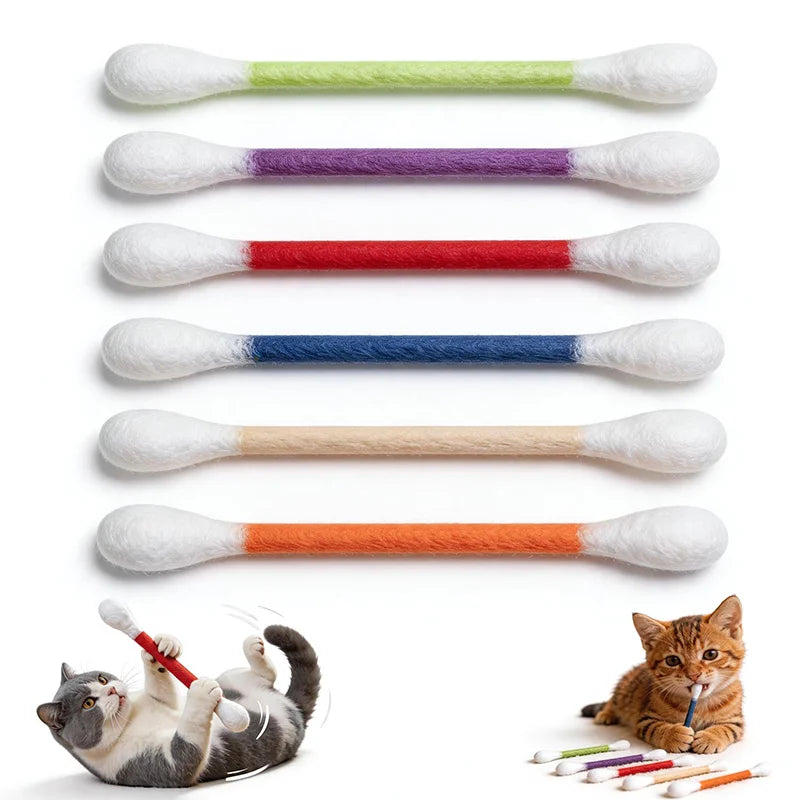 【6 buc】Jucărie pentru Pisici din Pâslă de Lână, Model Bețișor de Bumbac Gigant cu Catnip (Iarba Mâței), Rezistentă la Mușcături, pentru Relaxare și Joacă Interactivă