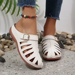 👡 Saboți de Vară din Piele Naturală de Vacă – Design Decupat cu Velcro, Talpă Anatomică Anti-Oboseală, 5 Culori, Mărimi 36-43! ☀️✨