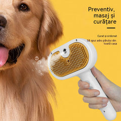Peria universală 3-în-1 pentru câini și pisici：Transformă periatul într-un SPA relaxant! Tehnologia cu spray nano-mist hidratează blana, descurcă nodurile și oferă un masaj blând, fără a zgâria pielea.