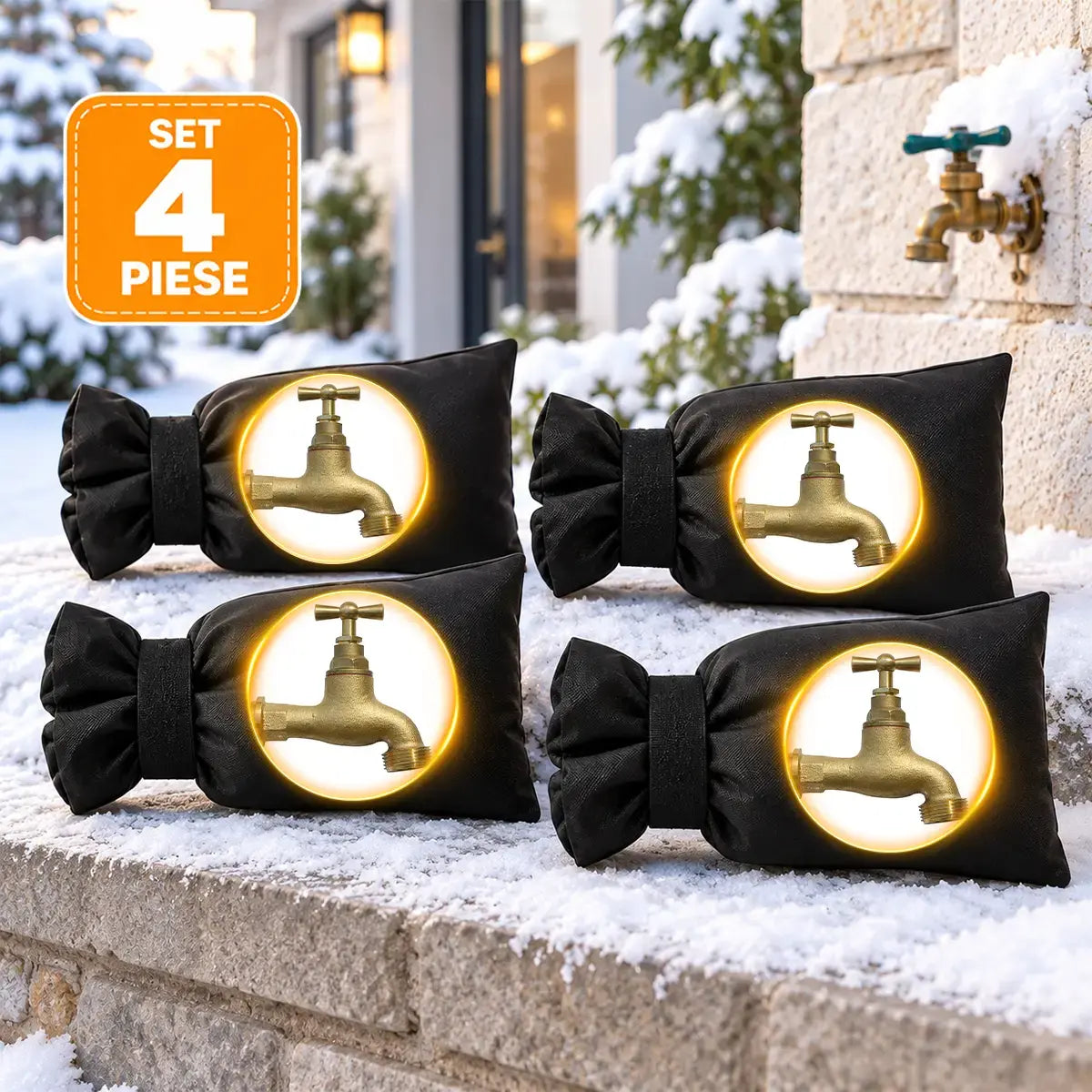 ❄️ Set 4 Huse de Protecție Termică pentru Robinetul Exterior – Previne înghețul și spargerea robineților în sezonul rece! 🚰🏠