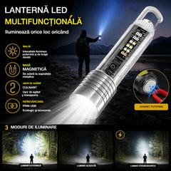 🔦Lanternă multifuncțională de mare putere – cu LED-uri multiple, portabilă și cu autonomie foarte mare a bateriei