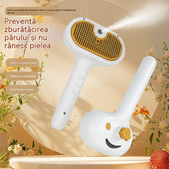 Peria universală 3-în-1 pentru câini și pisici：Transformă periatul într-un SPA relaxant! Tehnologia cu spray nano-mist hidratează blana, descurcă nodurile și oferă un masaj blând, fără a zgâria pielea.