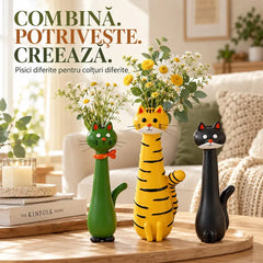 🐱 Vază Decorativă din Rășină în Formă de Pisică · Pictată Manual · 6 Modele Unice · Ideală pentru Flori Proaspete sau Uscate · Cadoul Perfect pentru Iubitorii de Pisici!