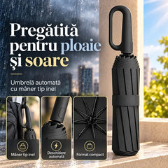 🌪️ Rezistentă la Vânt și Ultra-Practică! – 10 nervuri ranforsate, deschidere automată și protecție UV UPF 50+! 💼⚡