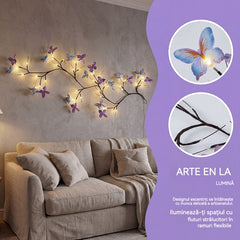 ✨ Ghirlandă Luminoasă LED Flexibilă în Formă de Liană cu Fluturi – Decorează-ți Casa cu o Atmosferă Magică și Caldă 🦋💡