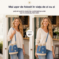 🎒Geantă Boho din Denim Împletit, Potrivită pentru Diverse Stiluri ✨
