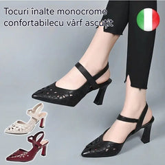🔥【35-41】Tocuri înalte monocrome confortabile, cu vârf ascuțit
