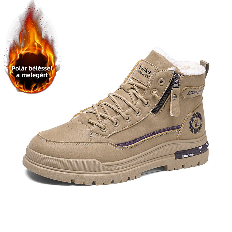 🥾🔥Férfi divatos sportos bakancs｜Meleg bélelt magas szárú cipő｜Retro stílus, csúszásmentes és kényelmes！🔥