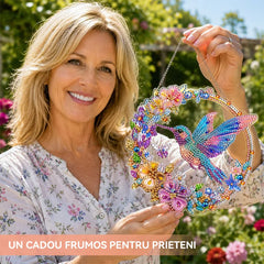 【Artă DIY 5D】Ornament Suspendat pentru Ușă din Acril cu Diamante de Cristal, Strălucire de Lux, 6 Modele cu Floarea-Soarelui și Colibri! ✨🌸