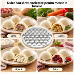 🥟 Pregătește Colțunași în Câteva Secunde! Formă de Tăiat Pelmeni și Colțunași cu 37 de Orificii! O Singură Apăsare, 37 de Bucăți Uniforme · Eficientă, Rapidă și Ușor de Curățat!