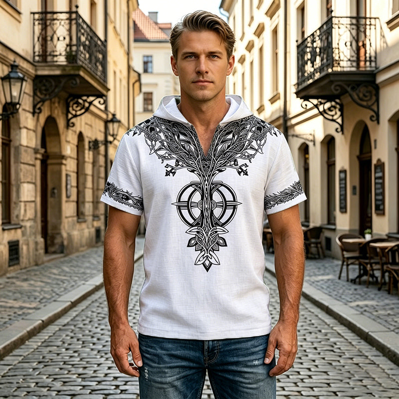 【S-3XL】Tricou bărbați cu imprimeu „Arborele Vieții” 2026 | Stil etnic retro + material respirabil | Lejer și modern pentru vară
