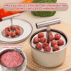 Formator din oțel inoxidabil pentru chiftele, ustensilă practică pentru bucătărie – ideal pentru chiftele de carne și pește