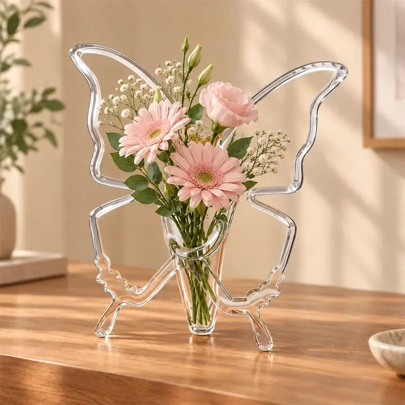 🦋 Vază Decorativă în Formă de Fluture – Accent Artistic și Elegant pentru Florile Tale! (Acrilic Transparent, Disponibilă în 3 Culori)