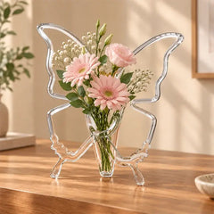 🦋 Vază Decorativă în Formă de Fluture – Accent Artistic și Elegant pentru Florile Tale! (Acrilic Transparent, Disponibilă în 3 Culori)