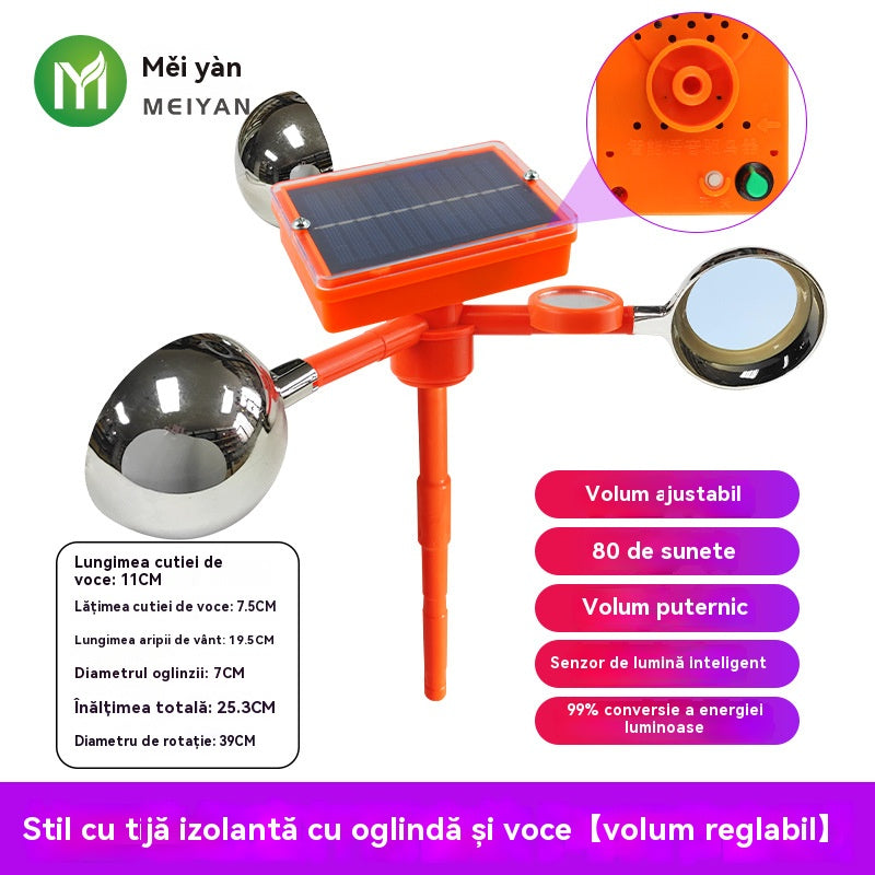 🐦🦉【NEW】Nou respingător de păsări cu voce reglabilă, cu energie solară eoliană, modernizat