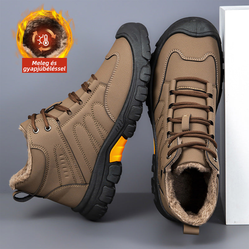 【39-44】🔥Új téli férfi bakancs｜Bélelt, meleg Martin csizma｜Csúszásmentes kültéri túra- és hegymászócipő