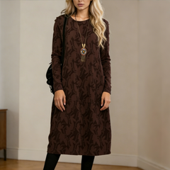 【S-3XL】Új, mintás, kerek nyakú ruha zsebekkel