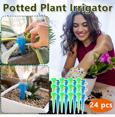 🌺【24 de bucăți】🌹🍂 Dispozitiv automat de irigare prin picurare — perfect pentru cultivarea florilor, ideal pentru grădină și plante în ghiveci.