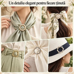 ✨ Eleganță într-o Singură Mișcare! Set 12 Inele Decorative cu Perle și Cristal pentru Haine și Eșarfe · Fixare Rapidă pentru Tricouri, Cămăși, Curele și Pălării!