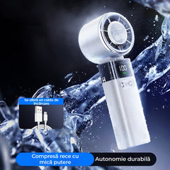 Ventilator portabil cu răcire 2026 | Efect de gheață · 100 viteze | Mini ventilator pliabil