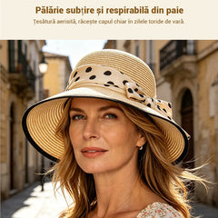 Colecția de Vară 2026 ✨ Pălărie de Soare din Paie cu Fundă 👒 Pliabilă și Elegantă pentru Vacanță!
