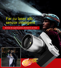 💡 Uleiște lampă laseră ultra luminosă pentru cap • 2400 mAh • Încărcare rapidă Type-C • Senzor de gesturi!