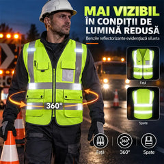 🦺 Vestă Reflectorizantă de Siguranță Multibuzunare – Vizibilitate Maximă 360° și Practicitate pentru Orice Mediu de Lucru!