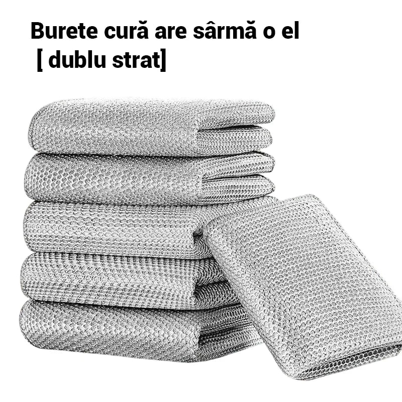 Set 50 Bucăți Lavete Din Sârmă de Argint, Strat Dublu Îngroșat, Anti-Zgârieturi, Lavetă Metalică pentru Spălarea Vaselor și Curățare Dificilă