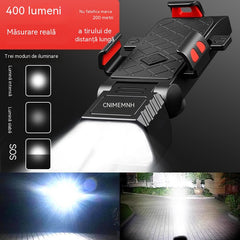 🚲💡Difuzor 4 în 1, lumină și suport de telefon pentru bicicletă de munte, reîncărcabil.