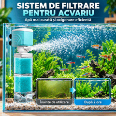 🐟 Filtru Intern Multifuncțional pentru Acvariu (5 în 1) – Apă Cristalina, Oxigenare Eficientă, Aspirație Reziduuri și Funcționare Silențioasă (25 dB)!