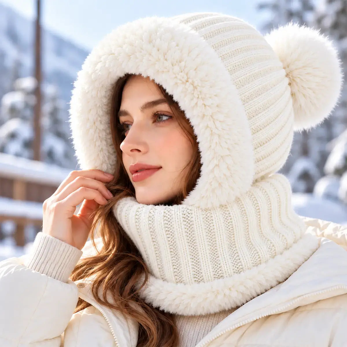❄️ Căciulă Integrată cu Fular și Protecție pentru Urechi – Confort complet de la cap până la gât în zilele friguroase! 🧣🧥