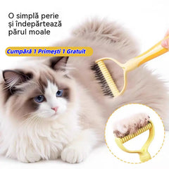 🐶【Cumpără 1 Primești 1 Gratuit】-2buc--🧹 Perie autocurățătoare cu două fețe pentru animale de companie: Îndepărtează părul mort și reduce năpârlirea la câini și pisici