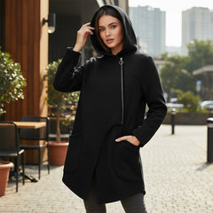 🔥【XL-5XL】Magas gallér, oldalsó cipzár, kapucni, polár bélés, szabálytalan fazonú kabát