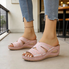 🛍️ Confort și Suport! Papuci Elegante cu Platformă, Broderie Retro și Suport Plantar | 35-44