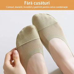 Set 6 Perechi Șosete Tăiate Invisible – 100% Anti-Alunecare! Rămân la locul lor toată ziua, ascunse perfect în balerini sau tocuri.