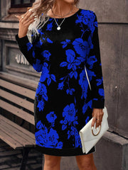 Mintás női kerek nyakú ruha – kényelmes fazon, elegáns és könnyen viselhető