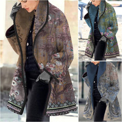 🔥🎊 【S–3XL】Prémium női vastag gyapjúkabát – elegáns őszi-téli mintás hajtókával