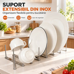 🍳 Suport Multifuncțional Pliabil din Oțel Inoxidabil – Reglați Spațiul după Bunul Plac, Ideal pe Blat sau pe Perete! 🌟📦