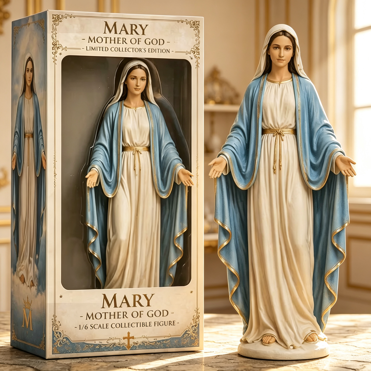 Figurine Colecționabile în Ediție Limitată Scara 1/6 – Iisus Hristos și Fecioara Maria, Statuete din Rășină Premium, Cadou de Credință