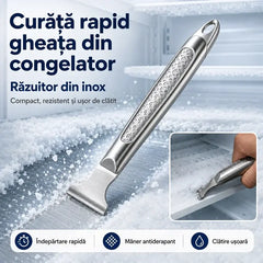Răzuitoare/Spatulă din Oțel Inoxidabil 420 pentru Curățat Gheața din Frigider – Instrument Profesional Anti-Congelare și Curățare Rapidă (Set 1+1 GRATIS) 🧊❄️