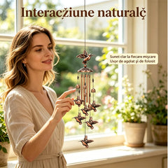 Clopoței de Vânt Retro din Metal pentru Grădină și Terasă - Modele Colibri, Fluture, Albină, Înger, Sunet Relaxant, Decor Creativ Curte