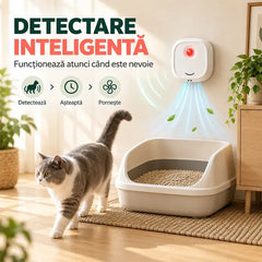 🐾 Purificator Inteligent și Deodorizant pentru Litieră – Senzor de Mișcare, Funcționare Ultra-Silențioasă (~20dB), Fără Consumabile – Aer Proaspăt Zi de Zi!