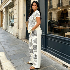 🥼 Compleu de Vară Premium: Bluză cu Decolteu în V și Pantaloni Lejeri – Material Fluid, Efect de Alungire, 6 Culori, S-2XL! ✨☀️