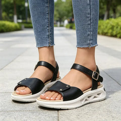 Sandale Ortopedice Auriu-Metalizat din Piele, cu Platformă Sport, Talpă Moale și Suport Arcada Plantară – Confortabil și Elegant