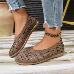 Balerini Casual din Piele Naturală cu Perforații: Talpă Moale Flexibilă, Design Slip-on Confortabil, Mărimi 36-43