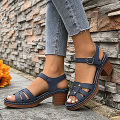 Sandale cu Toc Gros Stil Retro 2026: Design cu Barete și Bot Decupat, Confortabile și Elegante (Mărimi 36-43)